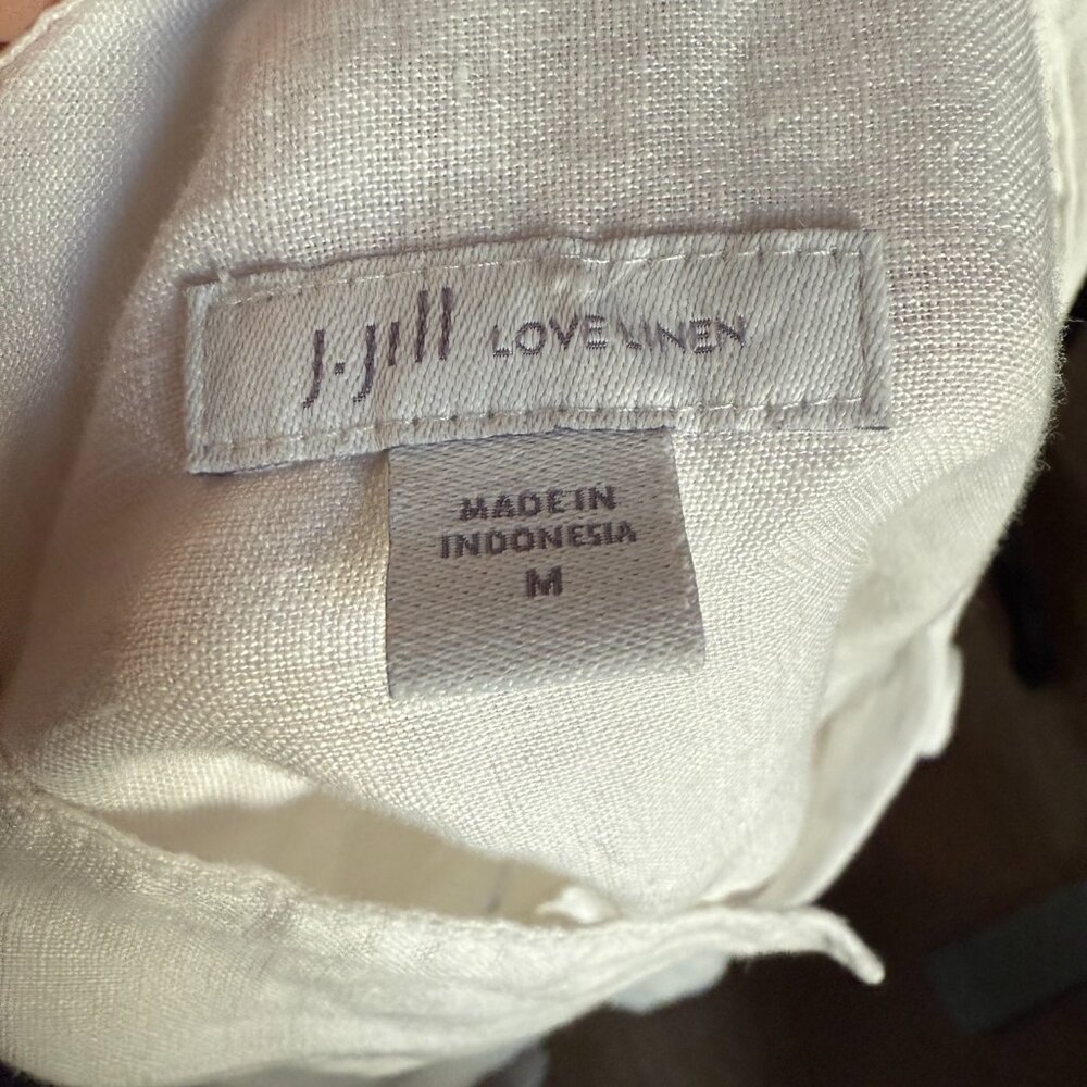 White Oversize J Jill Button-Down Oxford Linen Shirt | Size M - Picture 5 of 7